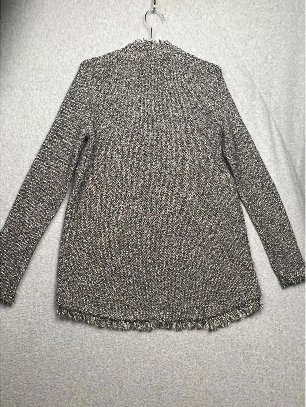 Zara Knit Womens Metallic Distressed Open Front Cardigan Sweater M Chic - Picture 5 of 10